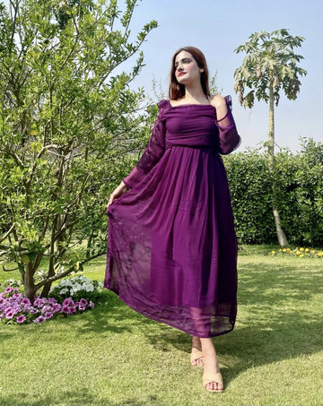 Charm - 1PC Solid Chiffon Maxi