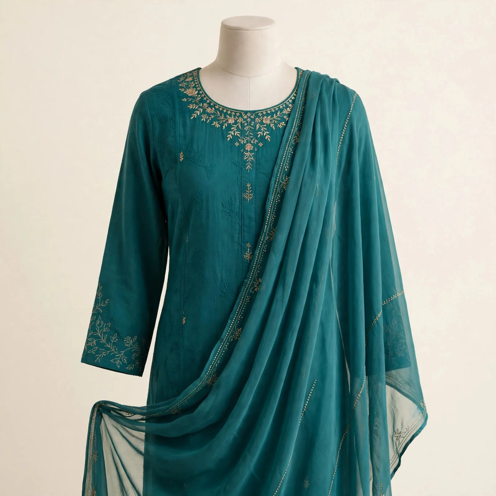 Embroidered Kurti with Dupatta